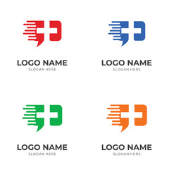 Obraz premium medical chat logo concept with flat colorful style