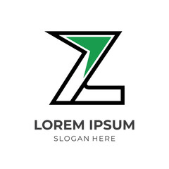 initial Z logo vector with flat black and green color style