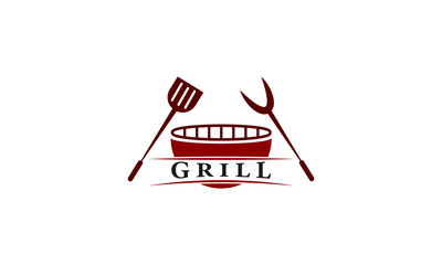 Premium vector Grill logo, BBQ, Barbeque, pork, Grilled, fork, spatula template