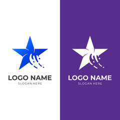 Obraz premium star splash design, star and water, combination logo with flat blue color style