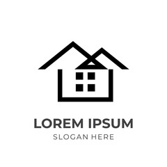 house logo vector with flat black color style