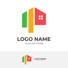 house logo design with flat colorful style