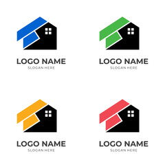 home logo template with flat colorful style