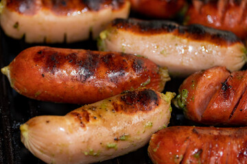 grilled sausages on grill