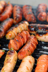 grilled sausages on the grill