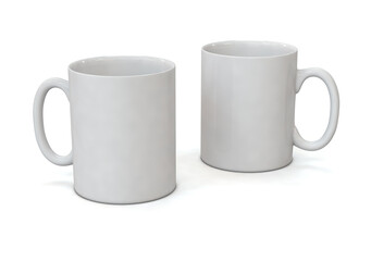 3D illustration of a white mug for personalization. Blank mug mockup.