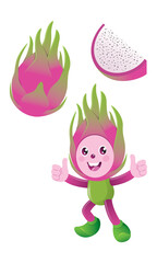 Dragon fruit vector and Dragon fruit character