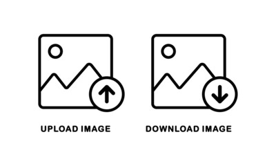 Download or upload picture icon. Image thumbnail sign. Illustration vector - obrazy, fototapety, plakaty