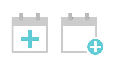 Fototapeta premium Calendar with plus icon. Add new appointment on calendar. Event planner with add icon. Illustration vector