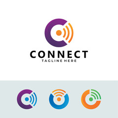 connect tech logo icon illustration vector