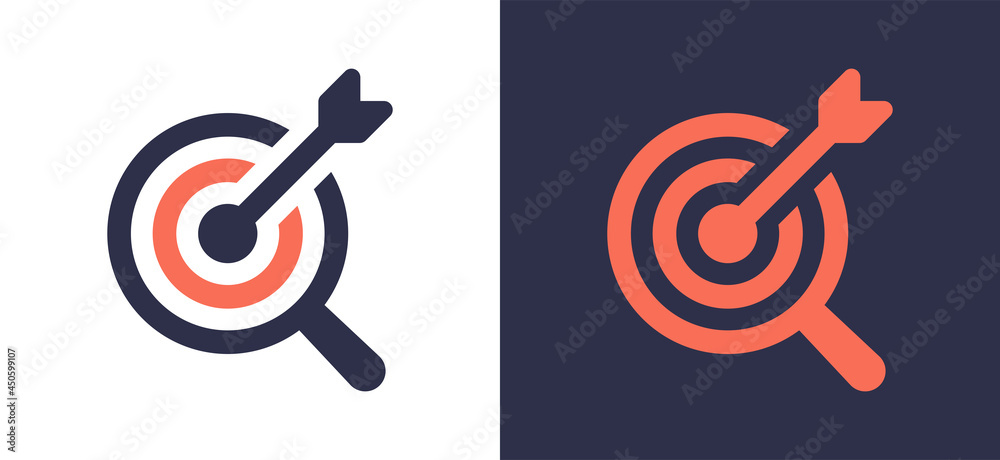 Poster search target icon. magnifying glass with target icon vector illustration