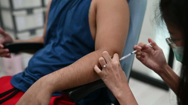 Asian handsome man Steroid injections to soften scars