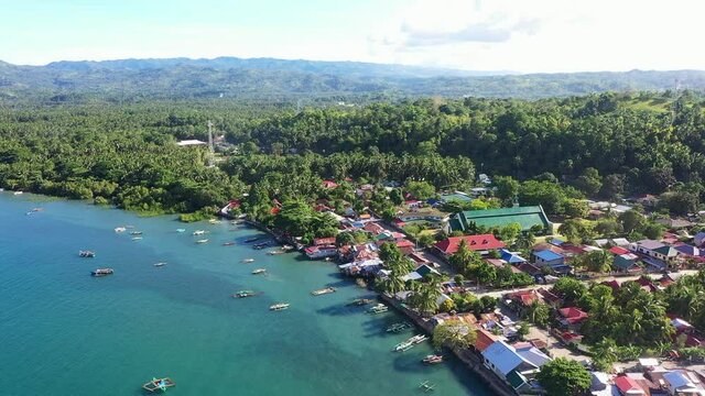 Tropical landscape in Southern Leyte Philippines - aerial shot
