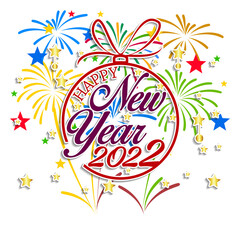Happy New Year 2022 with fireworks bursting. backgrounds for Merry Christmas festive.