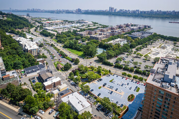Naklejka premium Aerial of Edgewater New Jersey NYC 
