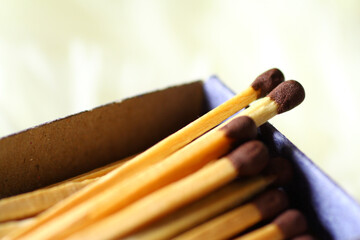 Macro shot of wooden match stick