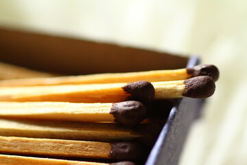 Macro shot of wooden match stick