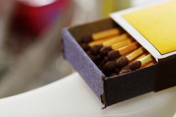 Macro shot of wooden match stick