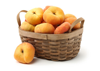 chinese flat peaches on white background 