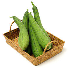 fresh loofah on the white background 