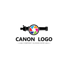 cannon logo vector icon, army war weapon, bomb, explosive device, royal guard, retro vintage