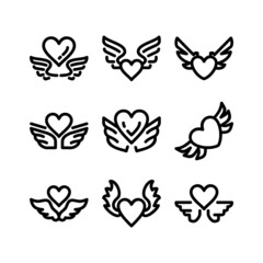 heart wings icon or logo isolated sign symbol vector illustration - high quality black style vector icons

