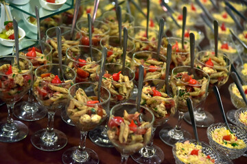 finger food small jars with food, individual