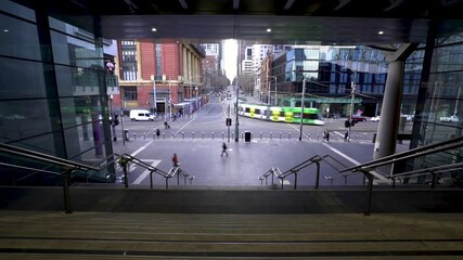 Timelapse of downtown city intersection, Melbourne