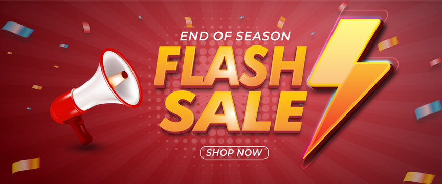 Flash Sale Realistic Promotion Banner For Online Shop Template