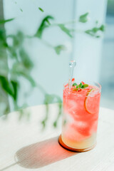 tomato juice in a glass