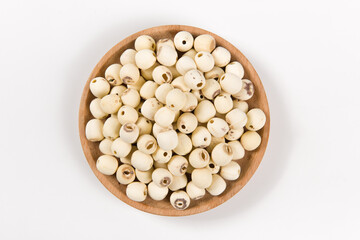 dry Lotus seed or lotus nut isolated on white background