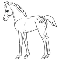 Coloring page with horse. Painting for children.