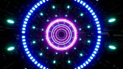 Neon Color Light in the Sci fi Pattern Tunnel Background