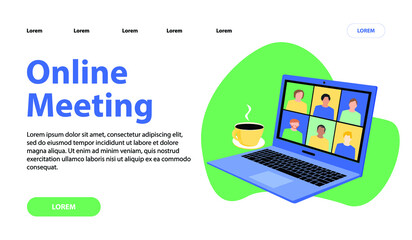 Online Meeting Video Conference Illustration Web Landing Page