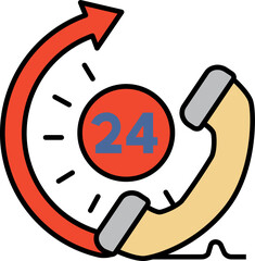 Round the clock with phone icon. Logistic concept icon style