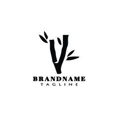 bamboo cartoon logo design shapes icon black vector illustration