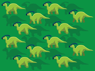 Dinosaur Parasaurolophus Character Animation Vector Seamless Wallpaper