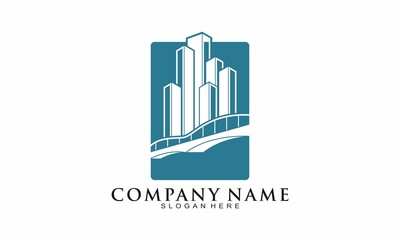 Fototapeta premium Skyscraper bridge vector logo
