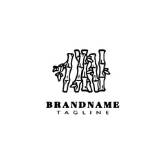 culture bamboo cartoon logo design template icon black vector illustration