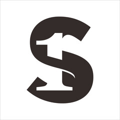 Letter S Logo Template. Creative Letter S with Negative Space 1 Design Logo Vector
