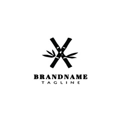 bamboo cartoon logo design template icon black hand drawn illustration