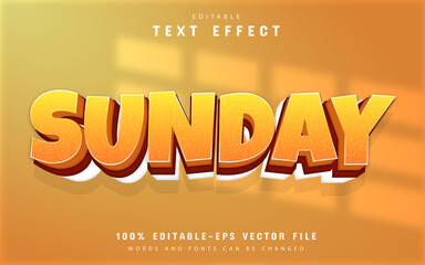Sunday text, 3d orange text effect