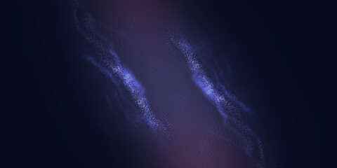 Abstract colorful digital particles wave with bokeh and light background, 3d render wave line dot background, line wave light glowing effect particular background.	