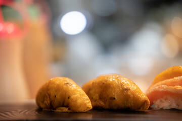 Rice in Tofu sushi. Japanese culture food