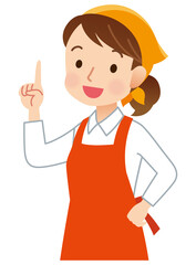 エプロンをつけた女性　店員　表情ポーズ