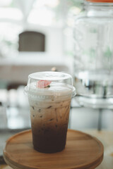 Iced mocha coffee decoration with a rose on top