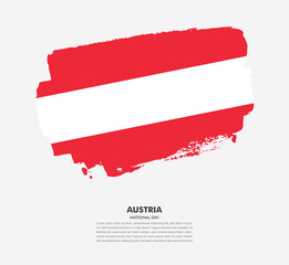 Hand drawn brush flag of Austria on white background. National day of Austria brush illustration