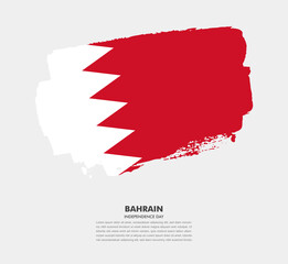 Hand drawn brush flag of Bahrain on white background. Independence day of Bahrain brush illustration