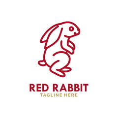 Red Rabbit in Sitting Pose. Animal Character Logo Ideas