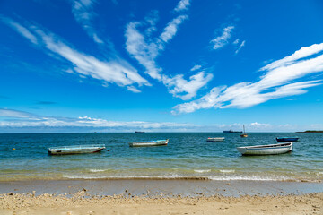 Fishing boat at Bain des Dames,  fishing spot found near Cassis in Port Louis, Mauritius.